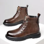 Men’s British-Style Leather Ankle Boots – Fashionable Business & Work Winter Boots
