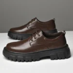 Men’s Stylish Thick-Soled Oxford Shoes – Comfortable Casual Leather Walking Shoes