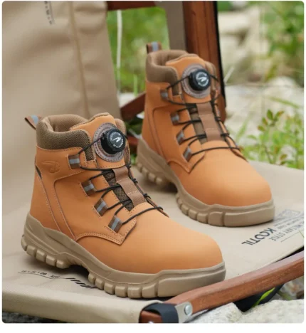 Men’s Waterproof Steel Toe Safety Boots – Anti-Smash, Stab-Resistant Work & Biker Shoes