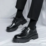 Premium Korean Leather Platform Oxfords for Men – Slip-On Square Toe Loafers - Image 2