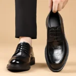 Men’s Casual Leather Oxford Shoes – Round Toe, Flat Designer Business & Walking Shoes - Image 4