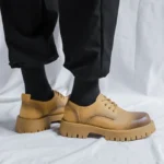 Premium Korean Leather Platform Oxfords for Men – Slip-On Square Toe Loafers - Image 4