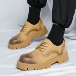 Premium Korean Leather Platform Oxfords for Men – Slip-On Square Toe Loafers - Image 5