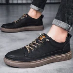 Men’s Italian Leather Oxford Shoes – Casual Lace-Up Thick Sole Office Footwear - Image 3