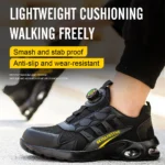 Men Safety Shoes Steel Toe Rotating Button Puncture Proof Work Sneakers - Image 3