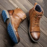 Men’s Retro Leather Boots – Comfortable Spring Fashion Footwear - Image 2