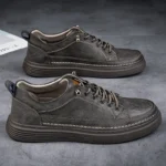 Men’s Italian Leather Oxford Shoes – Casual Lace-Up Thick Sole Office Footwear