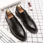 Men’s Classic Leather Brogue Dress Shoes – Formal Office and Wedding Wear - Image 4