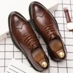 Men’s Classic Leather Brogue Dress Shoes – Formal Office and Wedding Wear
