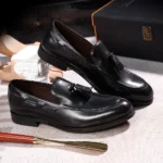 Men’s Genuine Leather Tassel Loafers – Classic Slip-On Dress Shoes - Image 3