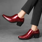 Men’s Luxury Red Leather Oxford Shoes – Designer Wedding and Formal Dress Shoes - Image 5