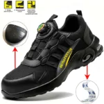Men Safety Shoes Steel Toe Rotating Button Puncture Proof Work Sneakers - Image 2