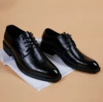 Men’s Black Leather Formal Shoes – Pointed Toe Office, Party Wear