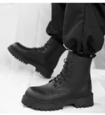Men & Women Casual Leather Boots – Thick-Sole Non-Slip Outdoor Shoes