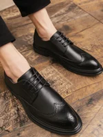 Men’s Classic Leather Brogue Dress Shoes – Formal Office and Wedding Wear - Image 3