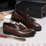 Men’s Genuine Leather Tassel Loafers – Classic Slip-On Dress Shoes
