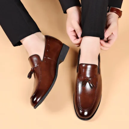 Men’s Classic Black Leather Loafers – Business, Wedding, and Formal Dress Shoes