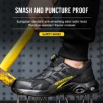 Men Safety Shoes Steel Toe Rotating Button Puncture Proof Work Sneakers - Image 6