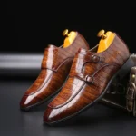 Luxury Men’s Crocodile Leather Dress Shoes – Buckle Casual & Wedding Brogues - Image 2