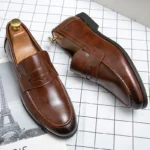Men’s Classic Leather Slip-On Loafers – Casual, Business, and Wedding Dress Shoes