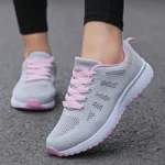 Women Casual Mesh Sneakers Breathable Lightweight White Walking Shoes