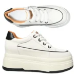 Women Genuine Leather Platform Sneakers 9cm Comfortable Vulcanized Casual Shoes - Image 7