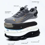 Men Safety Shoes Rotating Button Anti Smash Anti Puncture Work Boots - Image 4