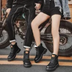 Men and Women High Top Boots Leather Lace Up Non Slip Sneakers - Image 7
