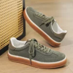 Men Leather Casual Sneakers Handmade Soft Walking Skateboard Shoes