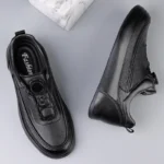 Men Genuine Leather Casual Lace Up Sneakers Lightweight Walking Shoes - Image 5