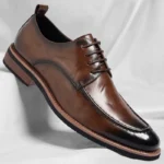 Men Oxford Shoes Casual Business Dress Flats Classic Leather Derby Shoes - Image 7