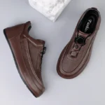 Men Genuine Leather Casual Lace Up Sneakers Lightweight Walking Shoes - Image 2