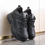 Women White Platform Sneakers Lace Up Thick Sole Breathable Sports Shoes - Image 5
