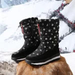 Men and Women Winter Snow Boots Fleece Lined Waterproof Non-Slip Shoes