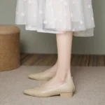 Women Square Toe Low Heel Shoes Shallow Cut Casual Spring Autumn Shoes - Image 2
