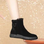 Women Winter Suede Snow Boots Plush Collar Platform Cotton Shoes - Image 5