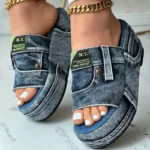 Women Platform Slippers Summer Denim Sandals Comfortable Slip On Shoes - Image 6