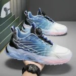 Men Breathable Sports Shoes Lightweight Woven Running and Training Sneakers - Image 3