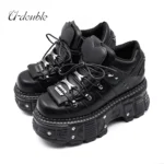 Women Punk Platform Shoes Lace Up 6CM Heel Gothic Ankle Boots - Image 3
