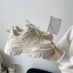 Women Fashion Platform Sneakers Casual Mesh Leather Chunky Sports Shoes - Image 6