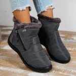 Women Winter Cotton Boots Solid Color Warm Mid Calf Shoes - Image 4