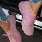Women Breathable Sneakers Lace Up Casual Socks Style Flats Spring Shoes