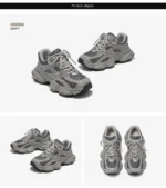 Women Chunky Sneakers Mesh Mixed Lace Up Thick Sole Sports Shoes - Image 7
