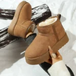 Women Winter Boots Sheepskin Wool Low Cut Warm Fur Snow Shoes - Image 3