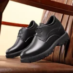 Men Cowhide Thick Sole Height Increasing Casual Formal Office Shoes - Image 3