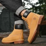 Men and Women High Top Boots Leather Lace Up Non Slip Sneakers - Image 3