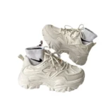 Women Fashion Platform Sneakers Casual Mesh Leather Chunky Sports Shoes - Image 7