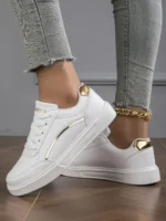 Women Leather Platform Sneakers Casual Comfort Non-Slip Skateboarding Shoes