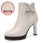 Women Autumn Platform Ankle Boots Velvet Stiletto Heel Pointed Toe Shoes - Image 7