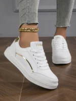 Women Leather Platform Sneakers Casual Comfort Non-Slip Skateboarding Shoes - Image 3